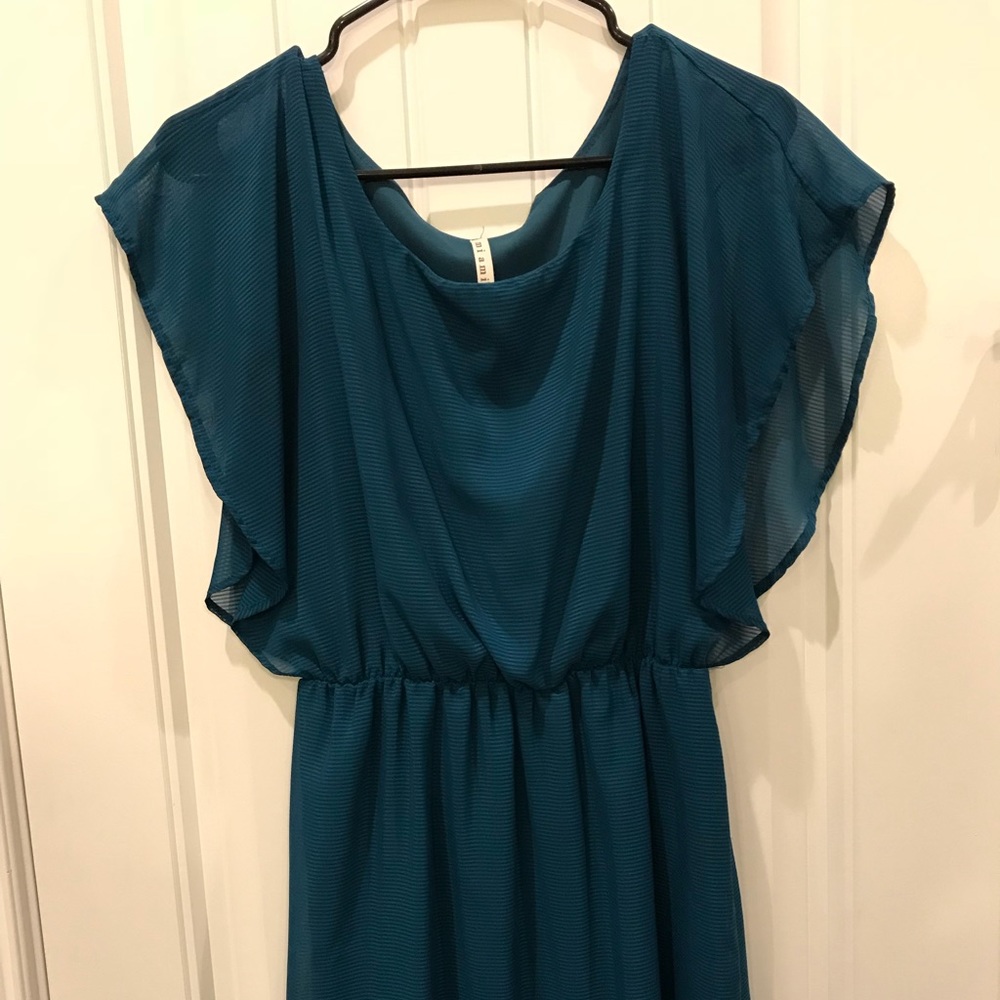 Peacock blue dress